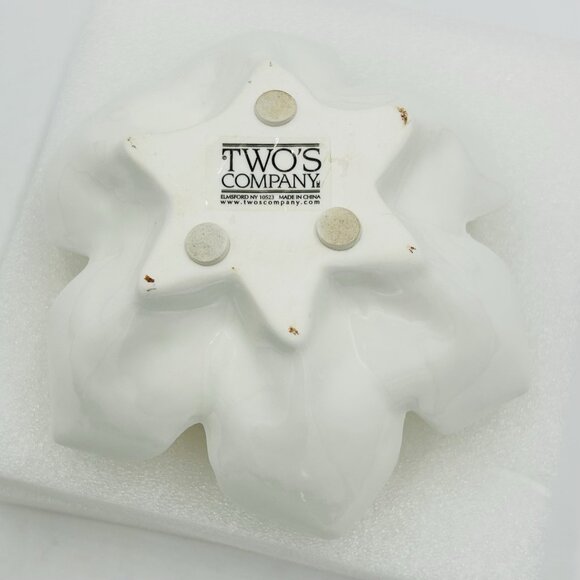 Two's Company Ceramic Tea Light Candle Holder Lotus Flower White 3"H x 6"W - Picture 6 of 8